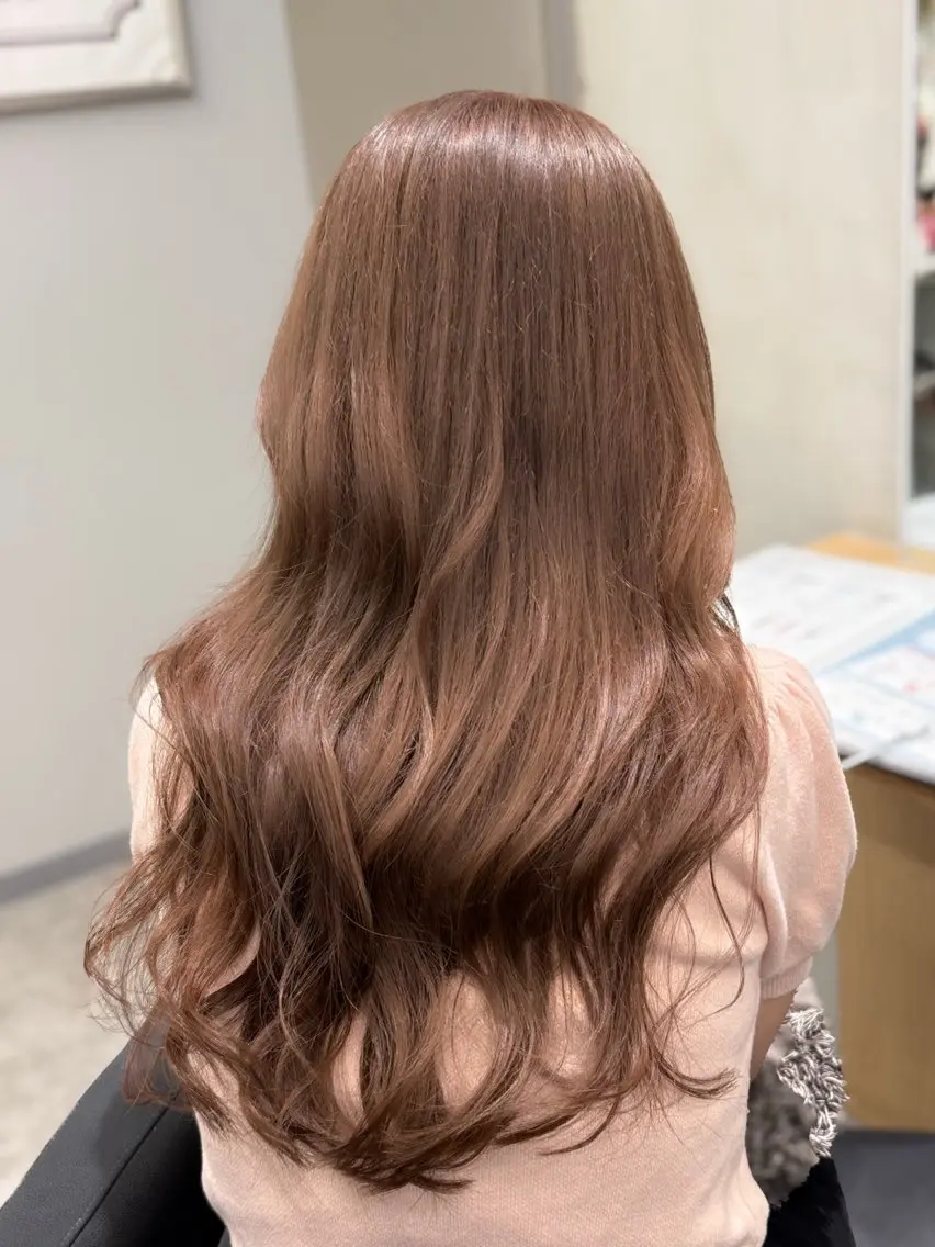 ロング カラー ベージュカラー ブリーチ ピンクカラー ヘアカラー トリートメント 巻ける髪質改善🫧ハ イライト/永田汰伊智のヘアスタイル