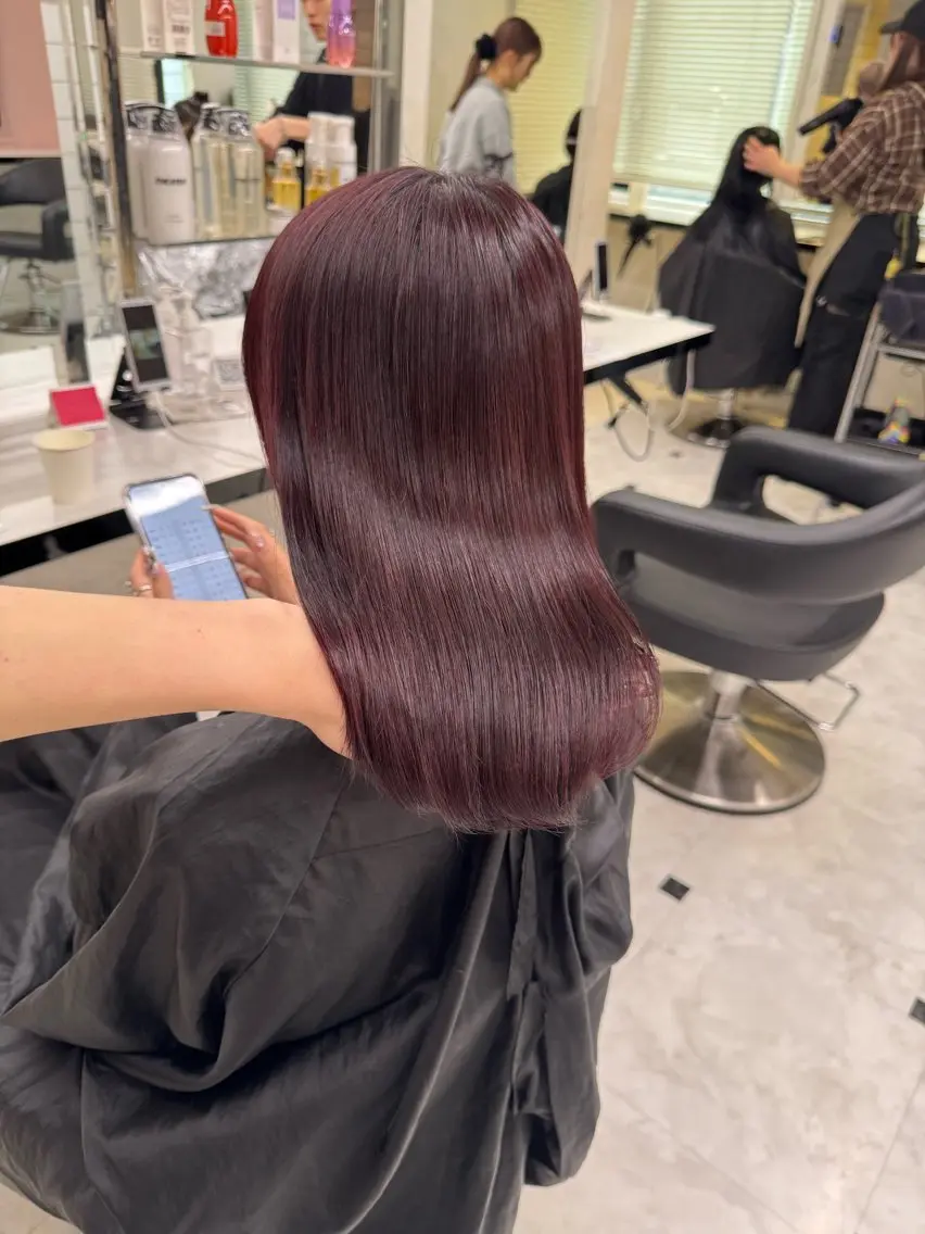 セミロング ヘアカラー トリートメント ヘッドスパ ヘアセット ♥️韓国風透明感 暖色misa♥️のヘアスタイル