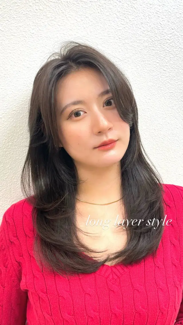 ロング ロングレイヤー レイヤーカット ロング カット ヘアカラー トリートメント ヘアセット ♡レイヤーボブ パーマ/うらら♡のヘアスタイル