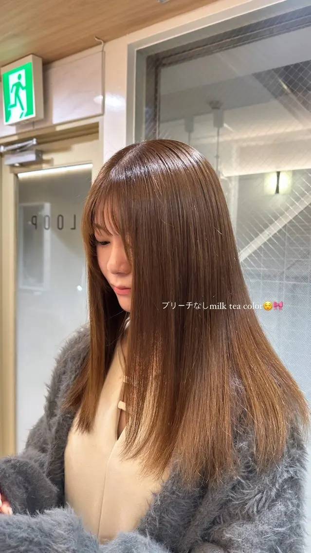 セミロング カラー ブリーチ ブリーチなしカラー ♡韓国ヘア♡遠藤 美夢のヘアスタイル