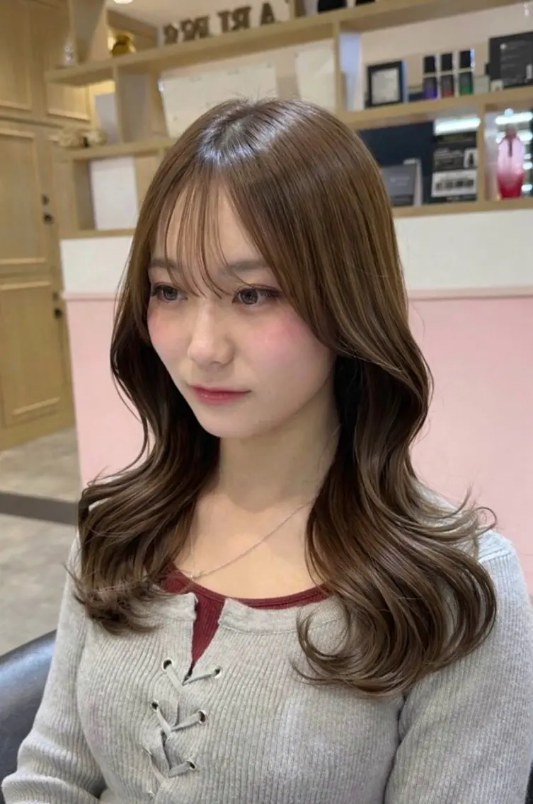 セミロング カラー カット ヘアカラー トリートメント レイヤー/艶カラー なんば/Manakaのヘアスタイル