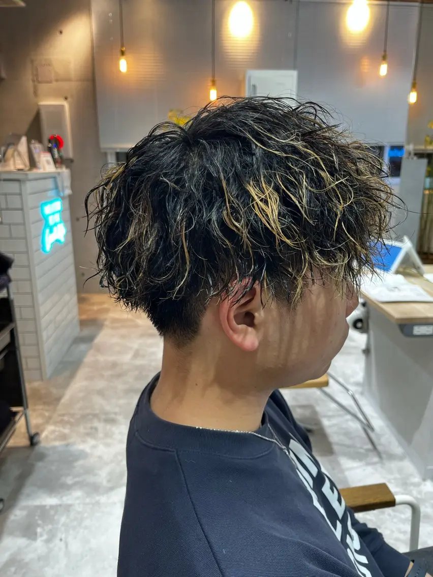 カラー パーマ メンズ メンズパーマ 波巻きパーマ カット パーマ メンズカット パーマ/稲葉のヘアスタイル