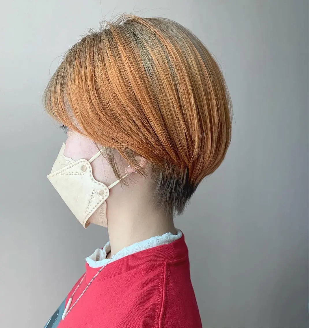 ショート カラー ベージュカラー グラデーションカラー オレンジ カット ヘアカラー トリートメント hubhair レイヤー/透明感のヘアスタイル