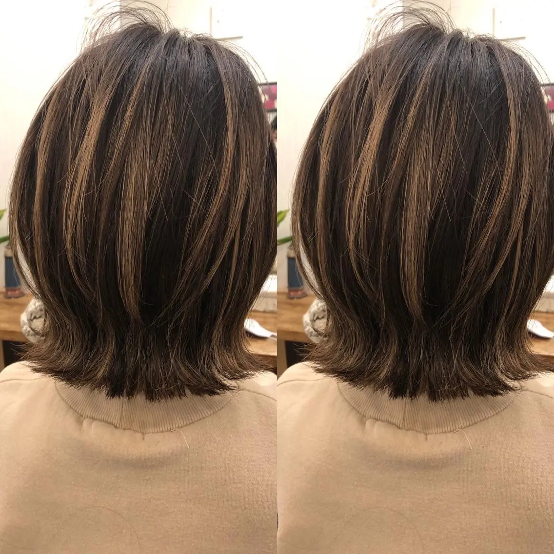 ミディアム ハイライト ウルフカット 長谷川 沙紀のヘアスタイル