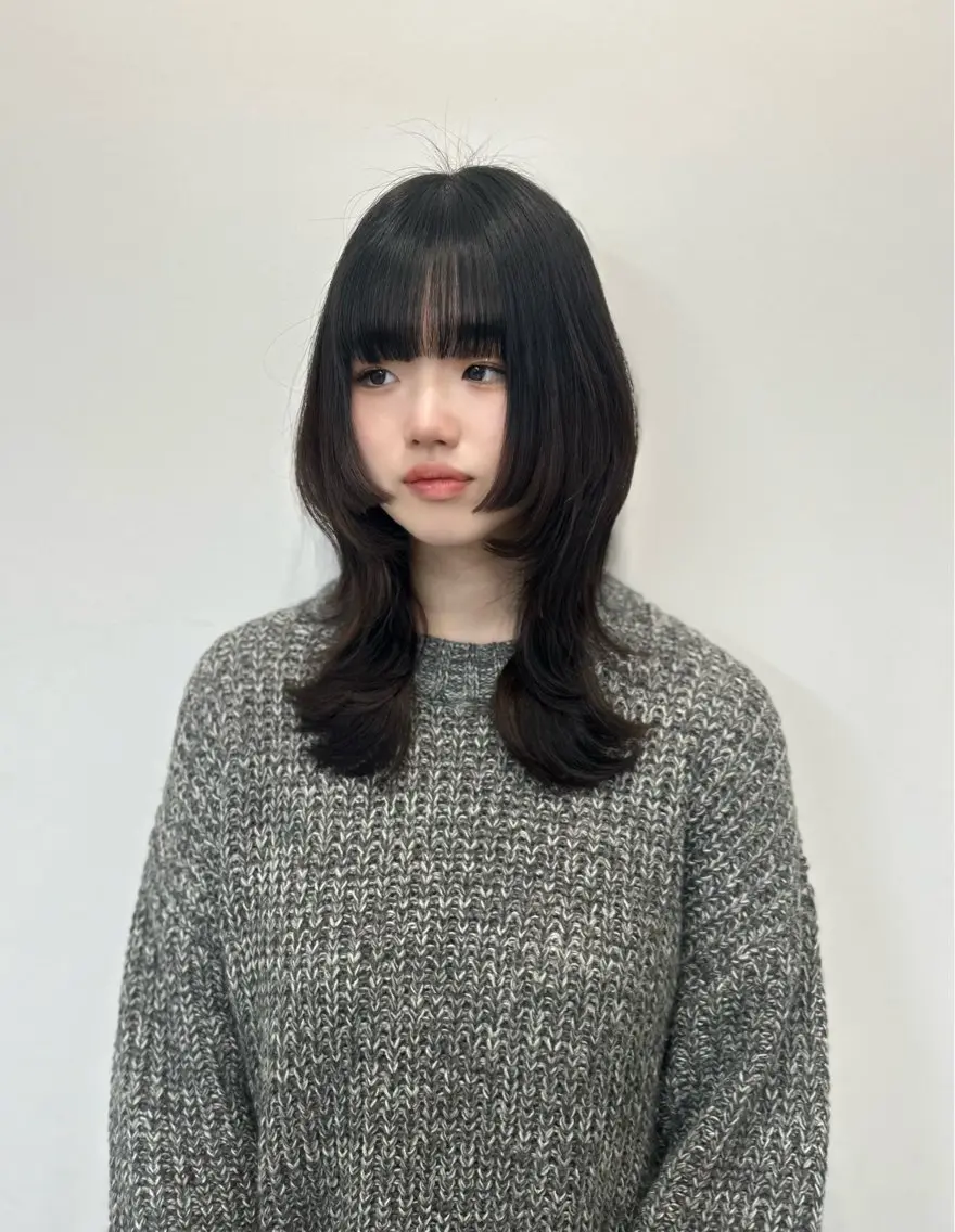 ミディアム ボブ 顔まわりレイヤー 韓国風ヘア レイヤーカット 似合わせカット カット 韓国ヘア/レイヤー Lily Wongのヘアスタイル