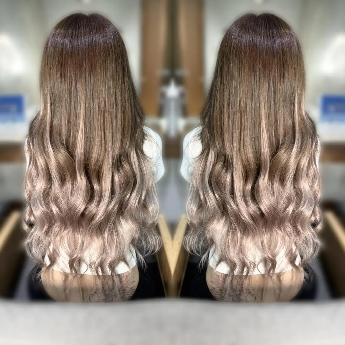 ロング パーマ カラー ヘアアレンジ キッズ メンズ エクステ ♡SNSで大バズり♡ コリアン羽エクステ◎のヘアスタイル
