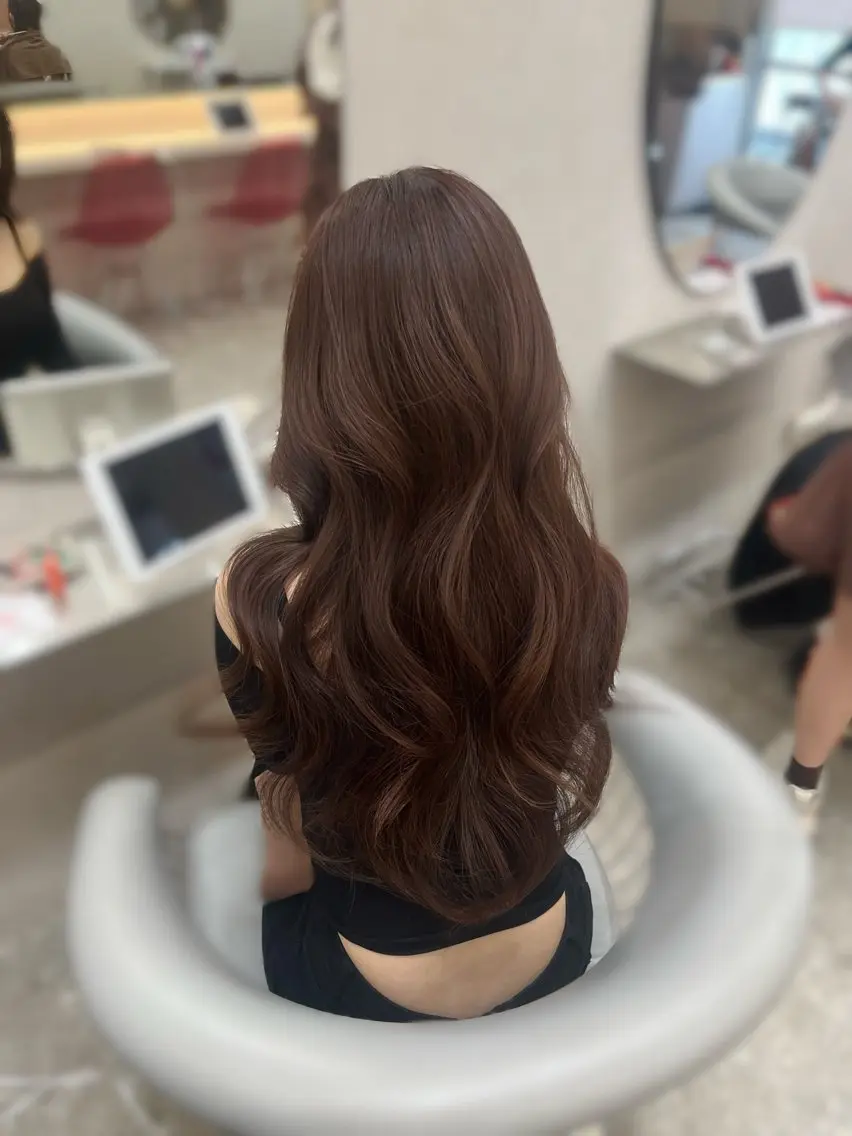 ロング カラー ブラウンカラー ダブルカラー カット ヘアカラー トリートメント 韓国ハッシュカット/ 新宿/髪質改善/岡崎のヘアスタイル