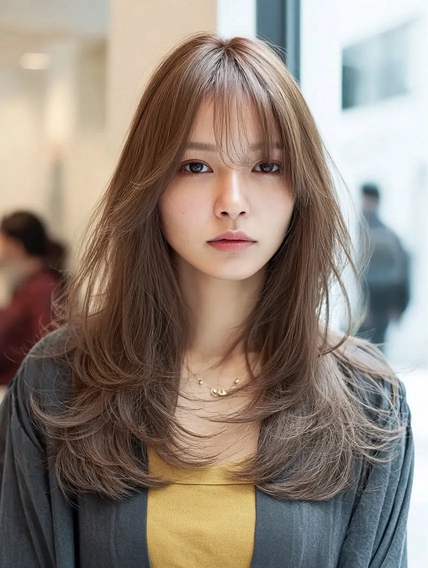 ロング 縮毛矯正 絶対綺麗な暖色カラー 🎯あります✨増渕✨のヘアスタイル