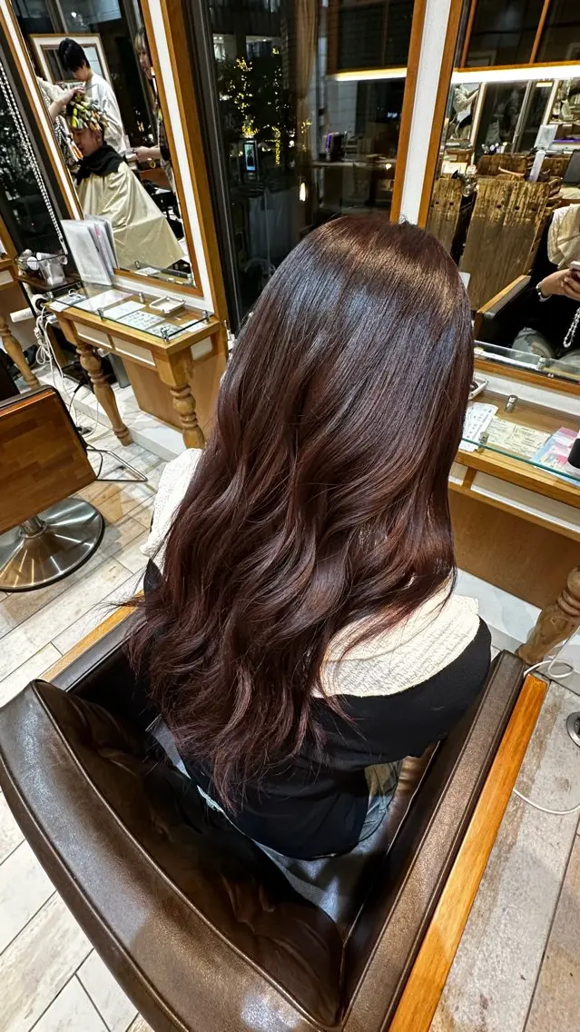 ロング カラー ボルドーカラー ヘアカラー fifth原宿 宮部蓮のヘアスタイル