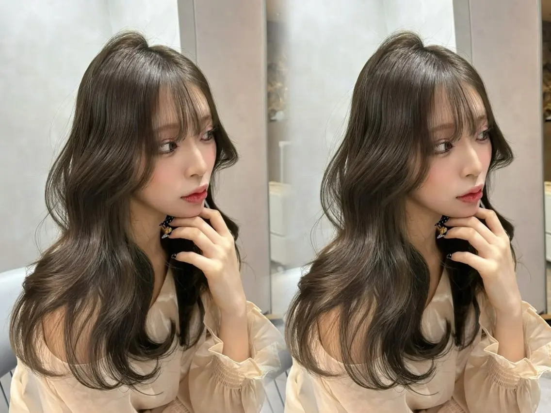 ロング カラー 透明感カラー グレージュ オリーブグレージュ オリーブグレー ヘアカラー トリートメント 村上 大武のヘアスタイル