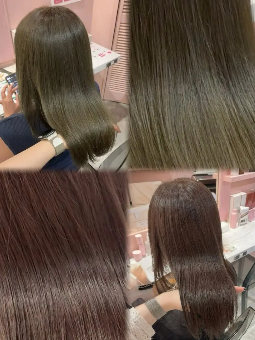 ミディアム カラー 透明感カラー ヘアカラー トリートメント 縮毛矯正/色素薄め カラー/AIRI🦋のヘアスタイル