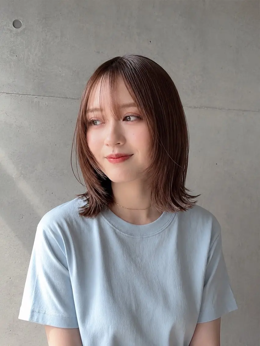 ミディアム カラー パーマ ヘアアレンジ ベージュカラー ブラウンカラー 透明感カラー 顔まわりレイヤー 顔周りカット カット ヘアカラー トリートメント ☘️透明感カラー☘️ レイヤー/コウスケのヘアスタイル