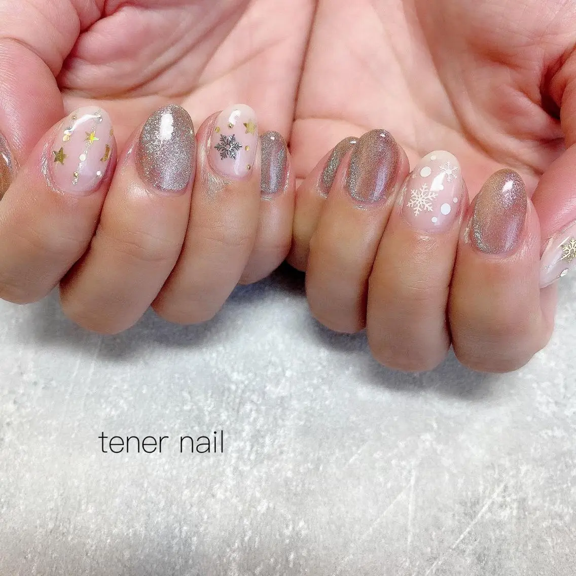 ネイル オーロラネイル マグネットネイル ピンク テネルネイル tener nailのネイルデザイン
