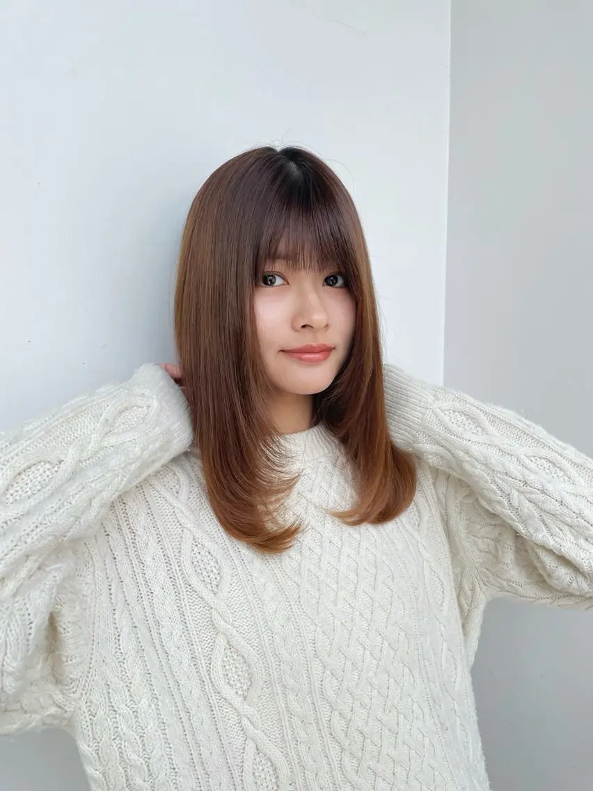 ミディアム ミディアムレイヤー レイヤーカット カット ヘアカラー ボブ/ミディアム 親しみやすさ/さくらのヘアスタイル