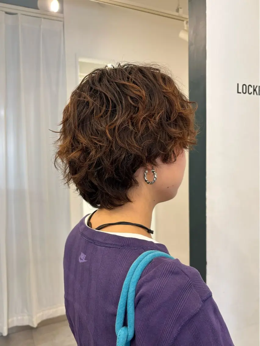 ショート パーマ くせ毛 カット パーマ トリートメント ヘアセット ハードパーマ Rico💜のヘアスタイル