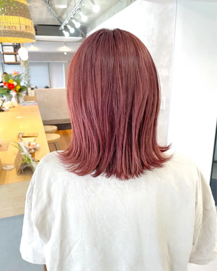 ミディアム カラー ピンクカラー moro 丁寧なカウンセリングのヘアスタイル