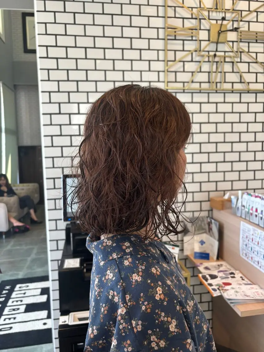ミディアム ミディアムパーマ パーマ 🫧古田 穂香🫧カットモデルのヘアスタイル