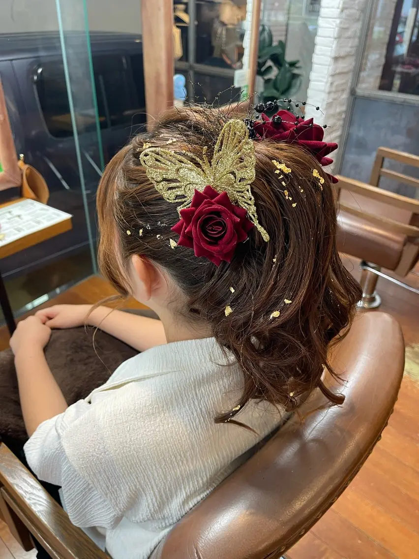 セミロング ヘアアレンジ 岩下 侑里のヘアスタイル
