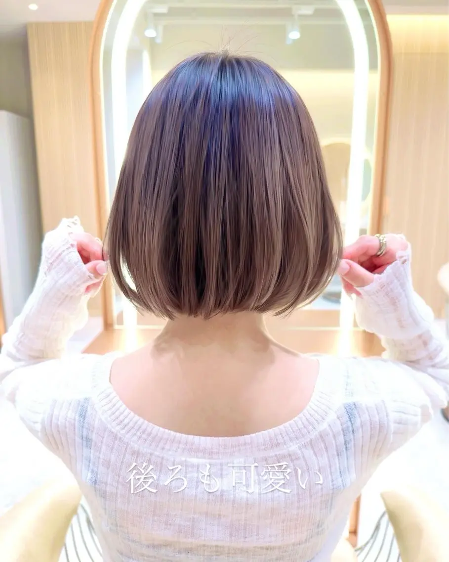 ショート 切りっぱなしボブ ボブ くびれヘア 小顔カット カット ヘアカラー わたる/ボブ/ ミディアム/髪質改善のヘアスタイル