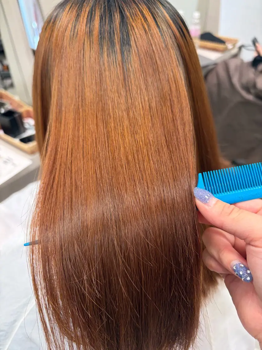 セミロング パーマ 縮毛矯正 CRECE♪山下 琴未のヘアスタイル