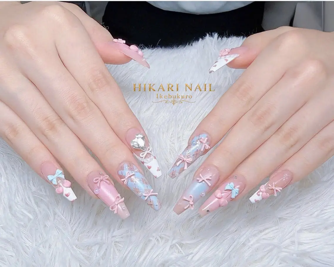ネイル チークネイル 長さ出し フレンチネイル ガーリー ハロウィン ハンドネイル HikariNail Ikebukuroのネイルデザイン