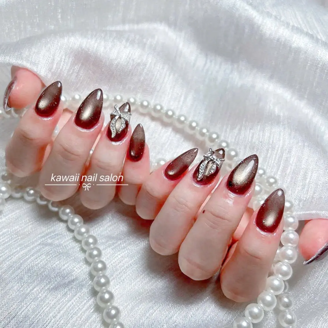 ネイル チークネイル ドット フレンチネイル 韓国ネイル レース Kawaii _Nailのネイルデザイン