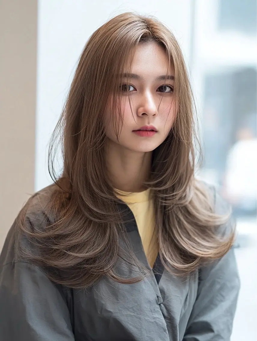 ロング カラー ヘアカラー 韓国×艶ハイトーンが かわいい✨️リオ🍒のヘアスタイル