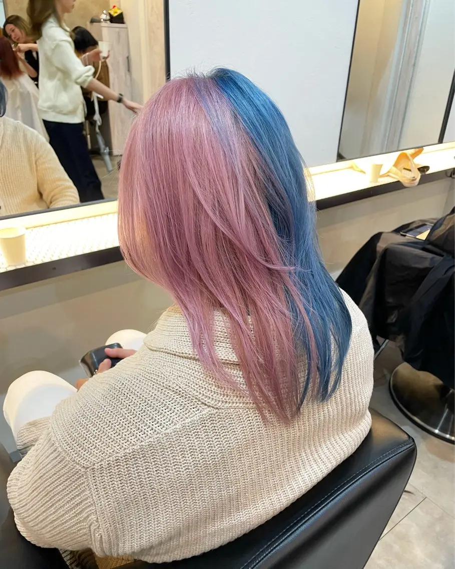 ミディアム カラー ピンクカラー ウルフカット ニュアンスカラー🫧 加納のヘアスタイル