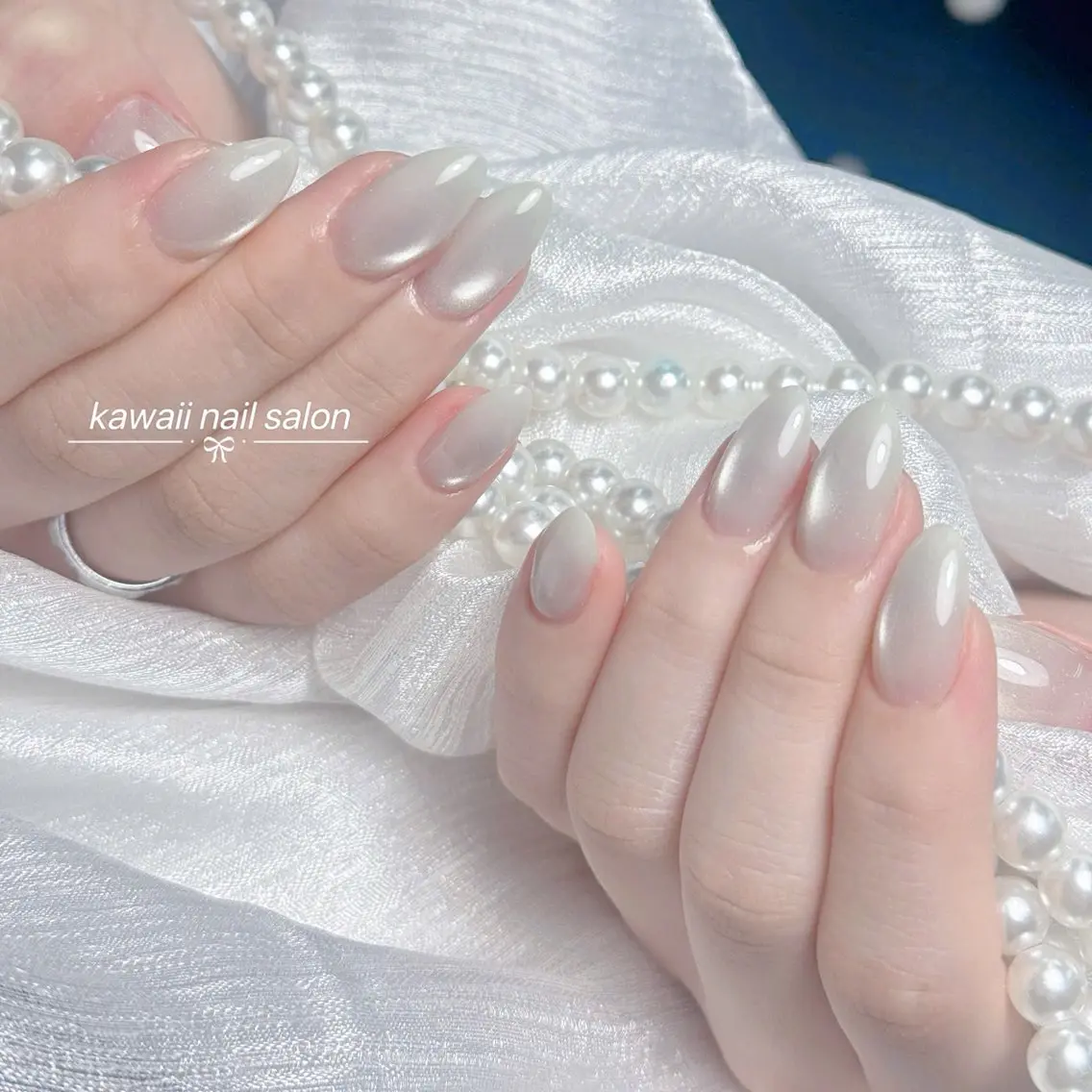 ネイル チークネイル ドット フレンチネイル 韓国ネイル レース Kawaii _Nailのネイルデザイン