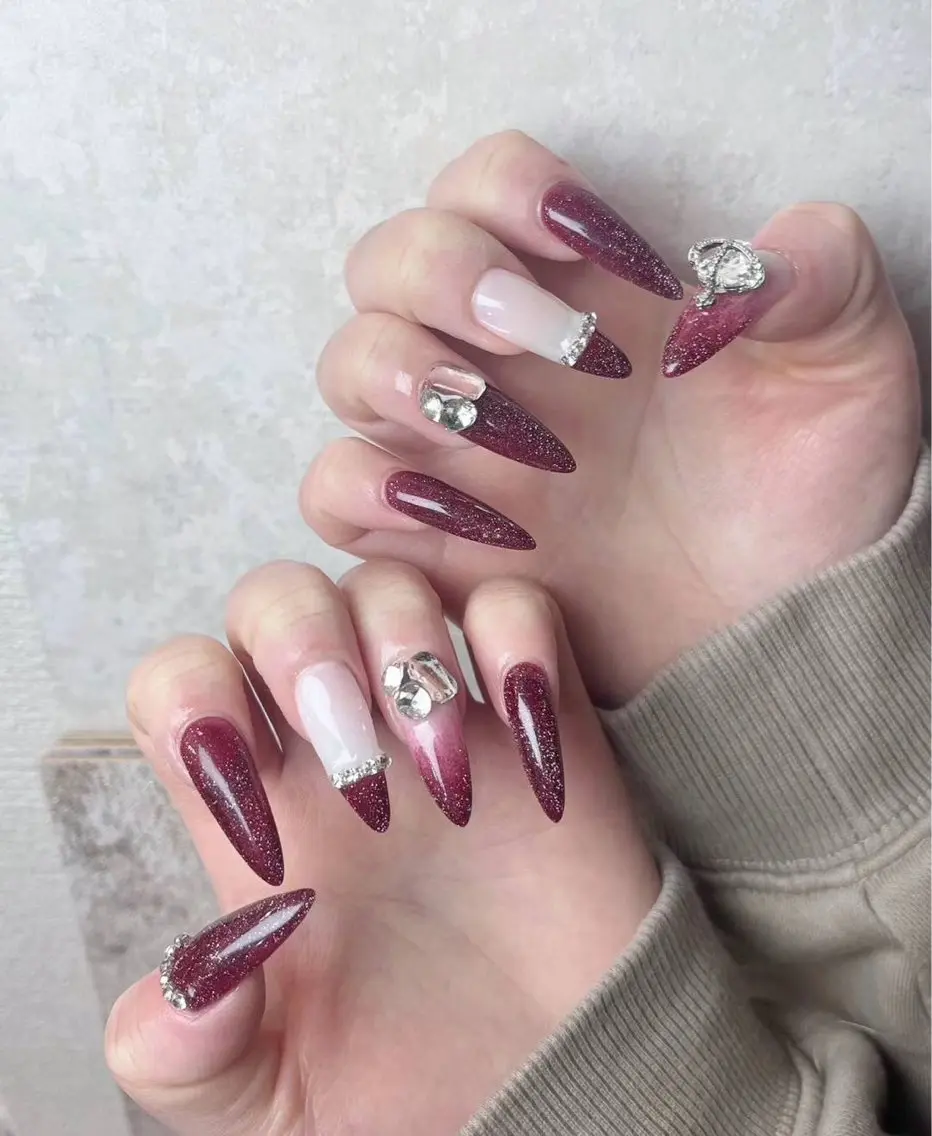 ネイル アートネイル ボルドー フラワーネイル フットネイル ジェルネイル Babarla Nailのネイルデザイン
