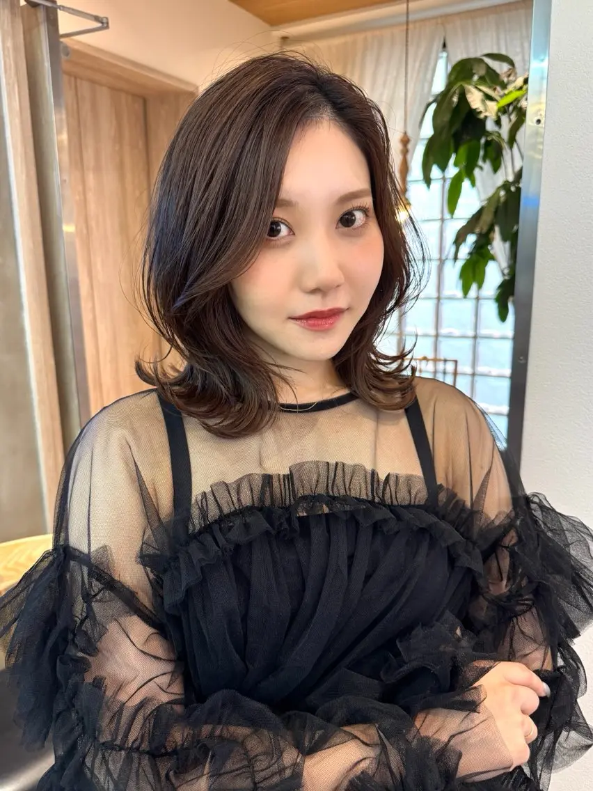 ミディアム カラー カット ヘアカラー トリートメント 🌷レイヤー縮毛/ 艶カラー/ami🌷のヘアスタイル