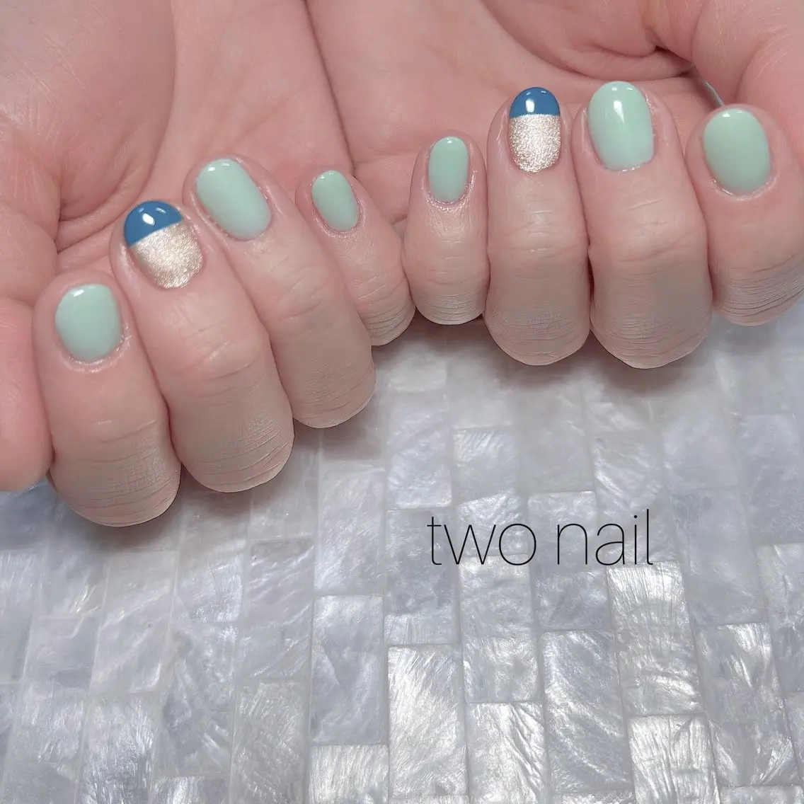 ネイル アートネイル マグネットネイル ネイルチップ ホワイト ハンドネイル two nailのネイルデザイン