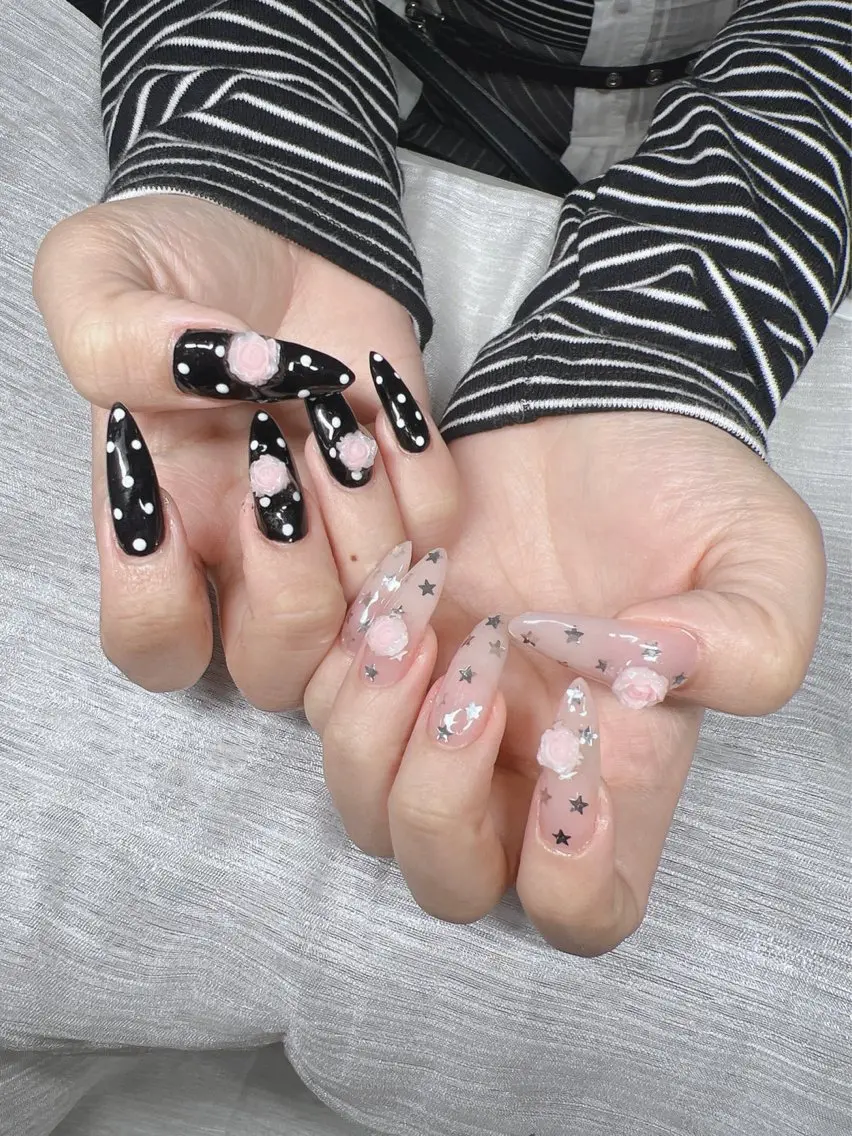 ネイル 長さ出し グラデーション 卒業式 キラキラネイル マグネットネイル ハンドネイル Lee Nails チップ長さだし専門店のネイルデザイン