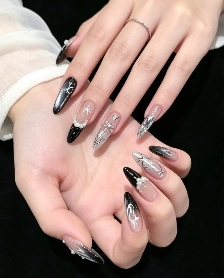 ネイル フレンチネイル ラメ(グリッター) ラメグラデーション マグネットネイル 持ち込み Unicorn Nail原宿表参道のネイルデザイン