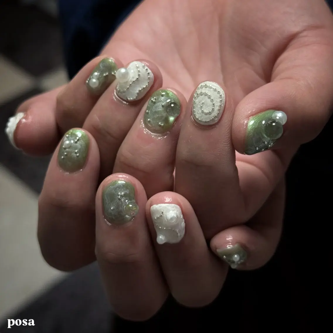 ネイル アートネイル シンプルネイル 春ネイル ハンドネイル posa nail モエミのネイルデザイン