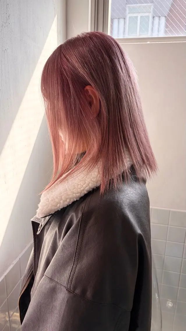 ショート カラー ベージュカラー ピンクカラー ピンクベージュ ヘアカラー トリートメント ヘアセット レイン🌏🍀 透明感/ハイトーンのヘアスタイル