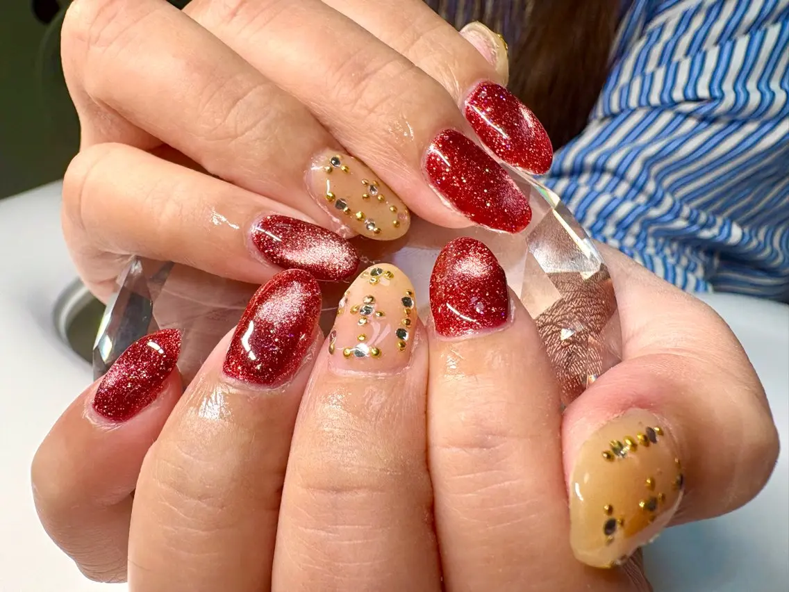 ネイル フラッシュネイル マグネットネイル 冬ネイル 新宿マグネット Mii Nailのネイルデザイン