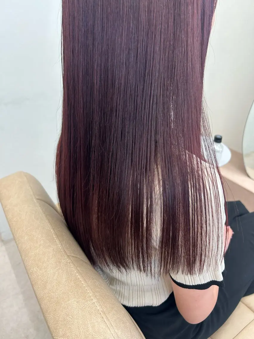 ロング カラー ラベンダーカラー ピンクカラー ピンクラベンダー トリートメント 当日予約◎ボブ/ 縮毛矯正/まこのヘアスタイル