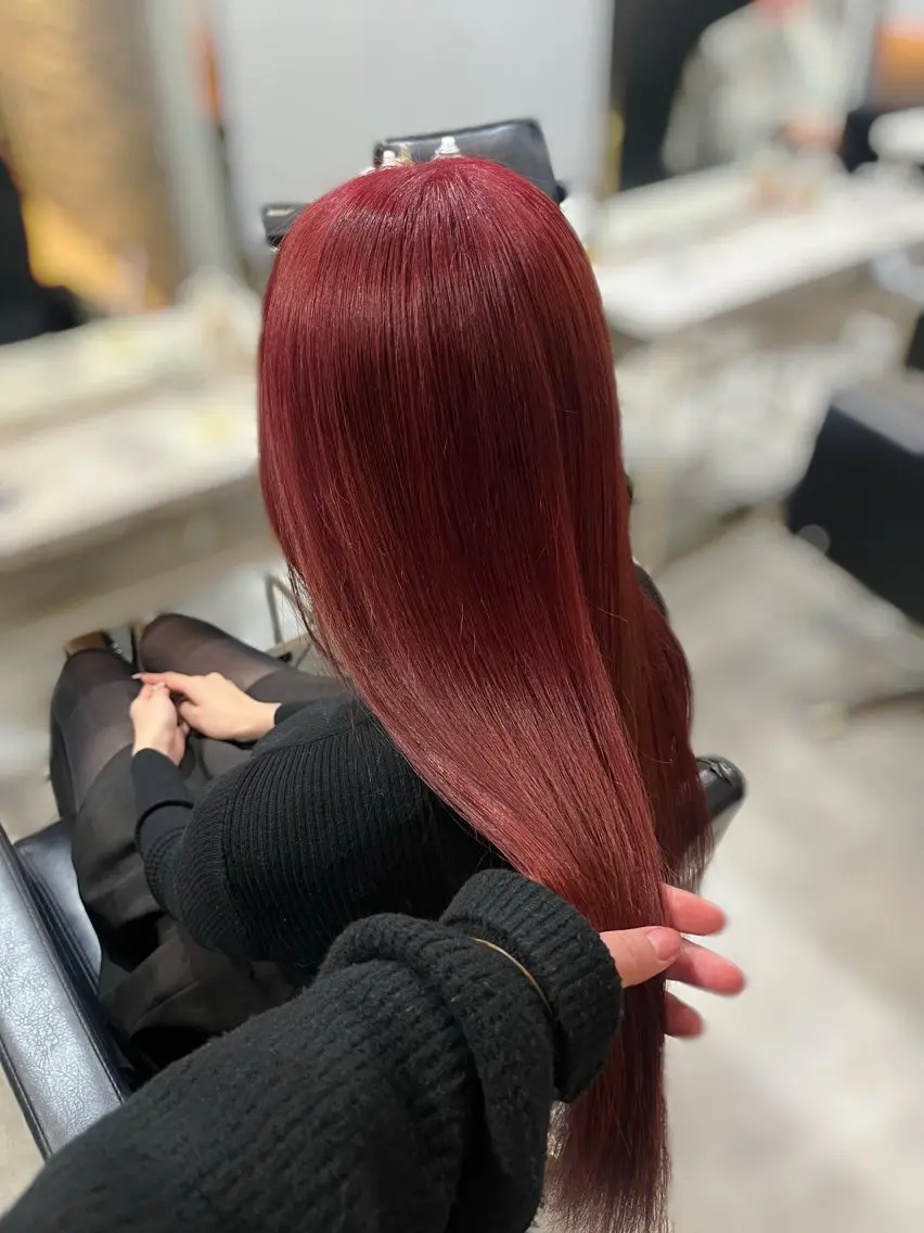 ロング カラー レッドカラー 🎀透明感 カラー🎀ミズキのヘアスタイル