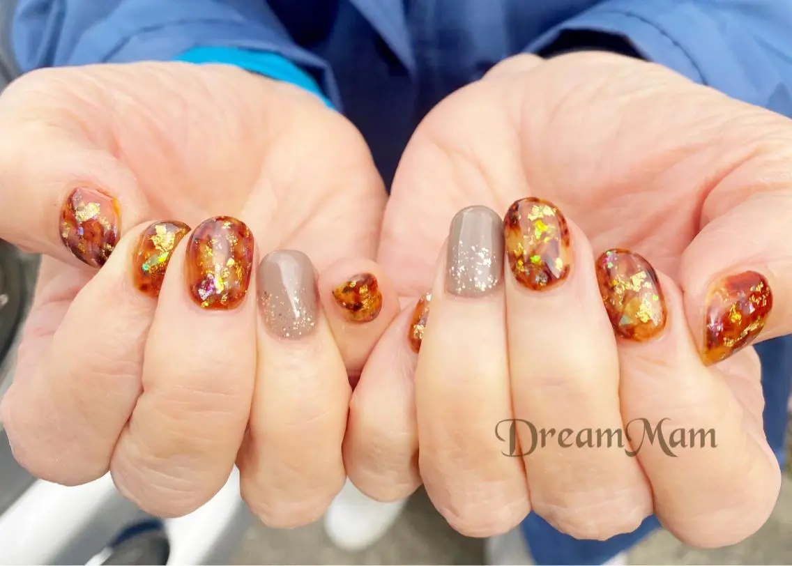 ネイル フレンチネイル ジェルネイル ガラスフレンチ グリーン マグネットネイル Nail Salon Dream Mamのネイルデザイン