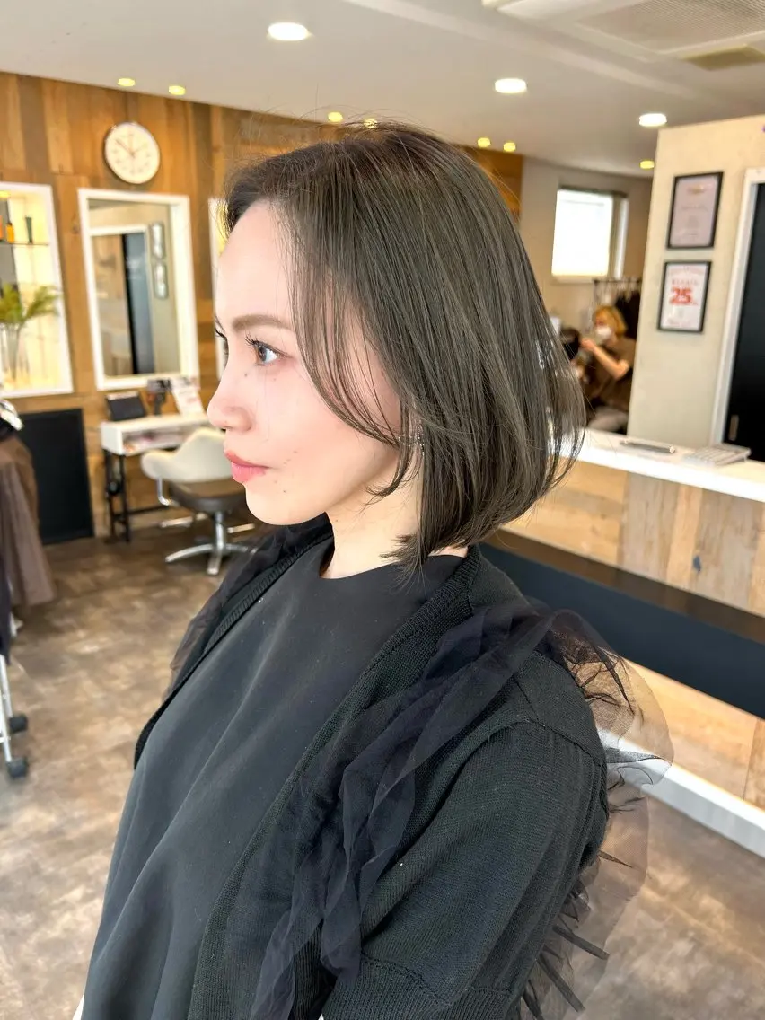 ミディアム ヘアカラー カラーモデル募集中 美容室ハピスのヘアスタイル