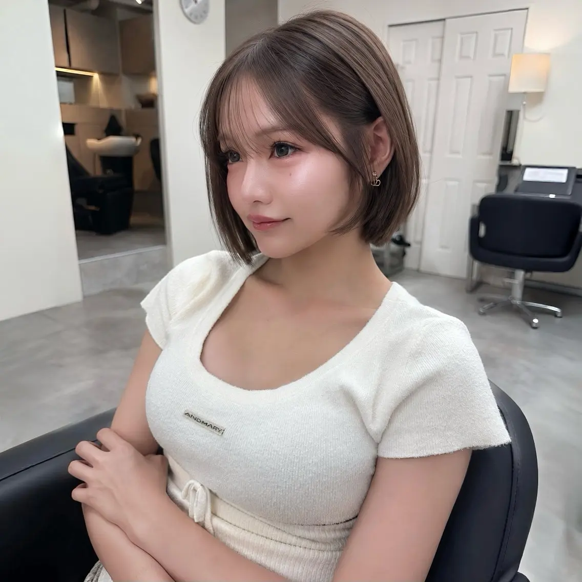 ショート カラー カット ヘアカラー トリートメント 🎀レイヤー×透明感 ×髪質改善🎀米田のヘアスタイル