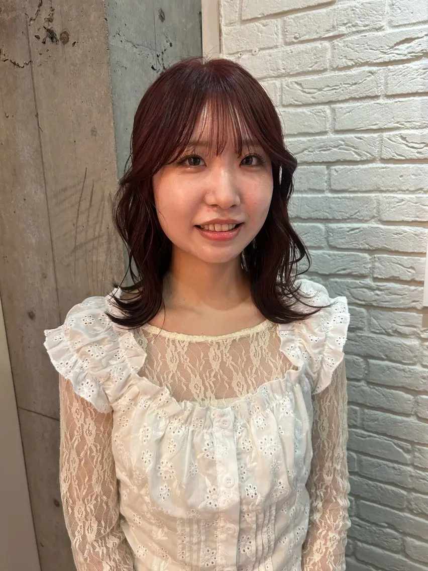 ミディアム カラー ピンクカラー レッドカラー トリートメント 透明感似合わせカラー 🍀あかり🍀のヘアスタイル
