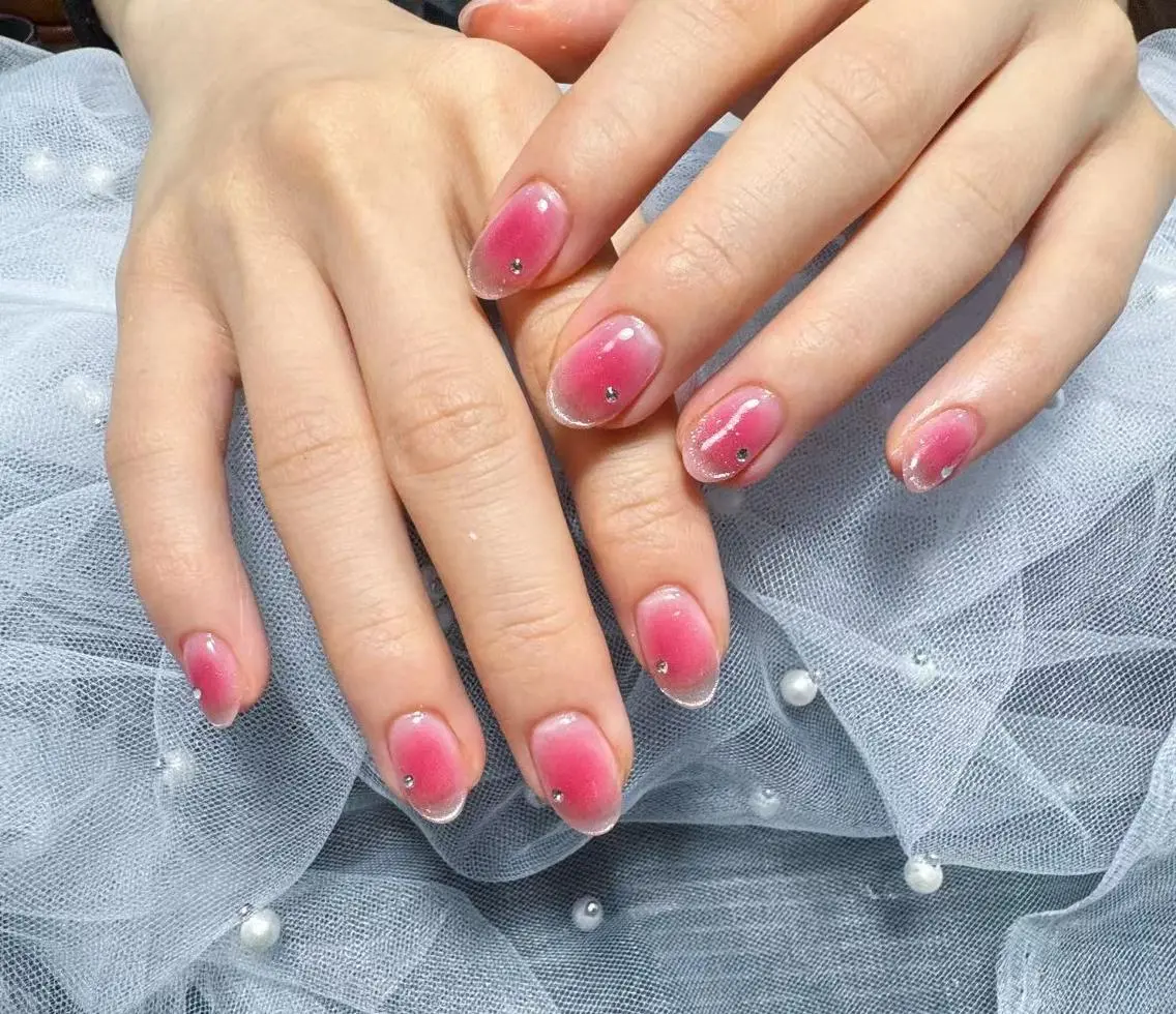 ネイル フレンチネイル ジェルネイル ガラスフレンチ 韓国ネイル マグネットネイル The  Nail 新大久保店のネイルデザイン