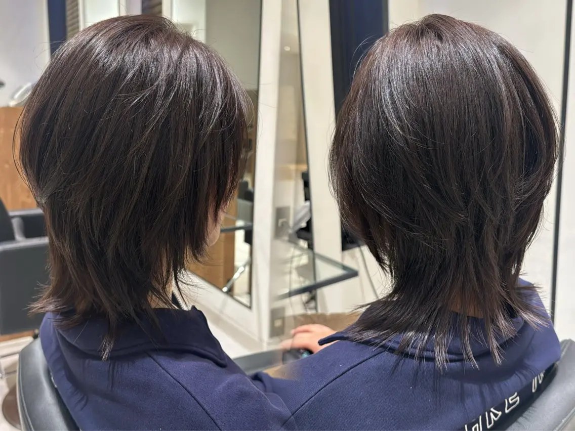 ミディアム 佐々木 悠安のヘアスタイル