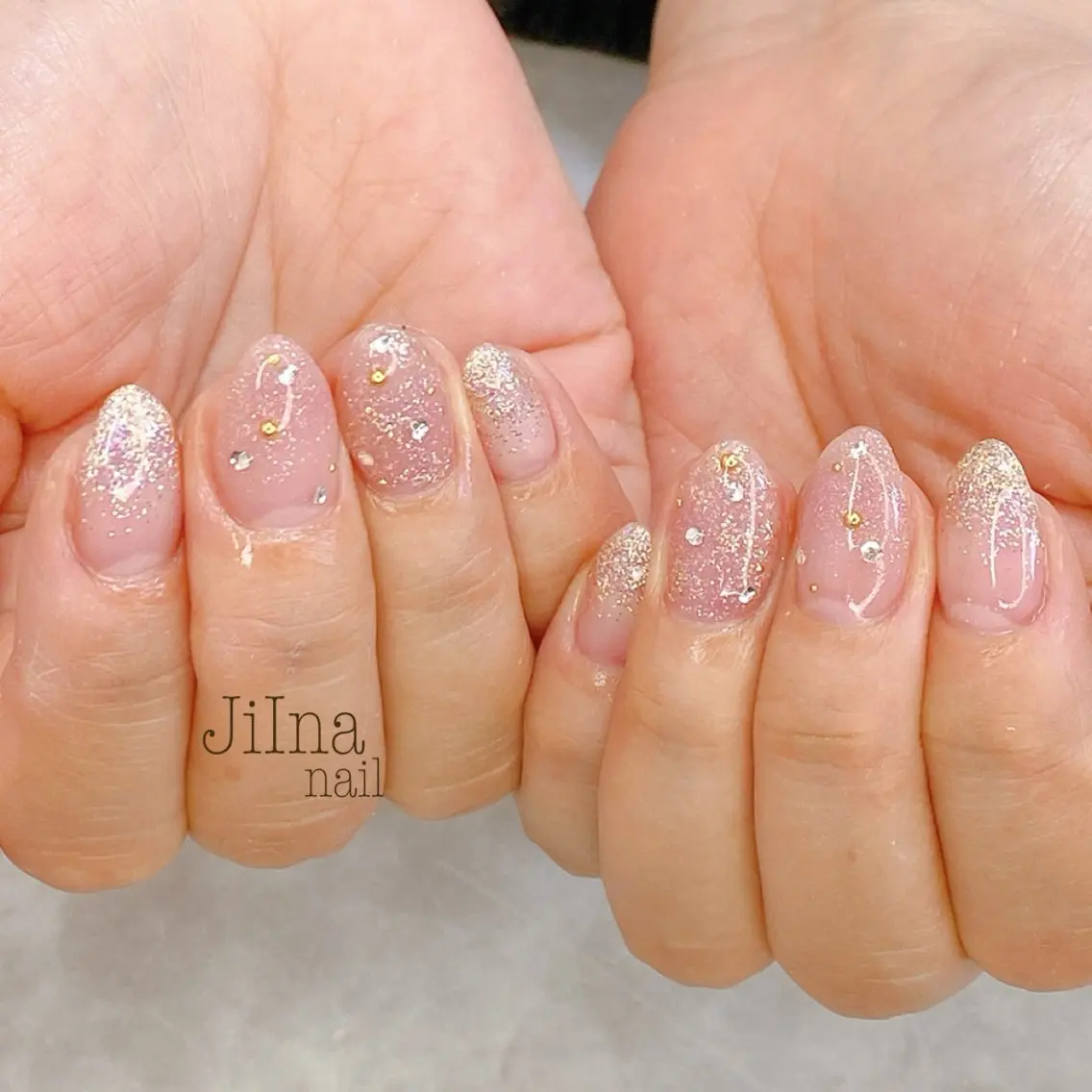 ネイル ラメ(グリッター) ラメグラデーション 大理石ネイル(マーブル) JiIna nailのネイルデザイン