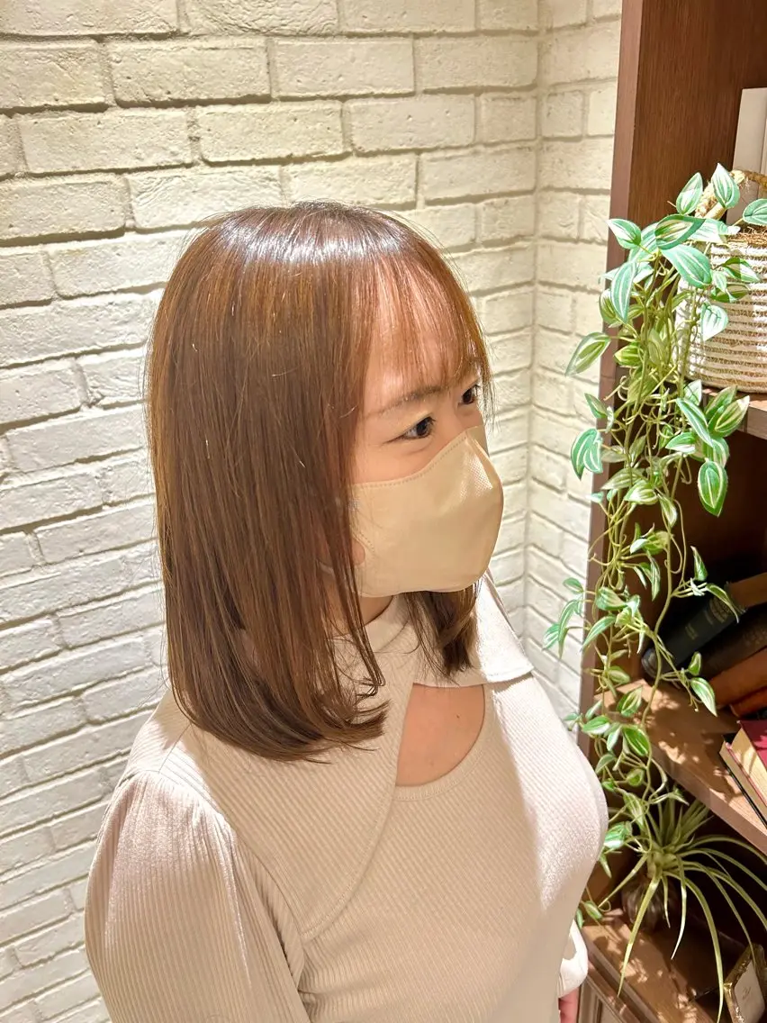 ミディアム 顔周りカット レイヤーカット 宇川 湧也のヘアスタイル