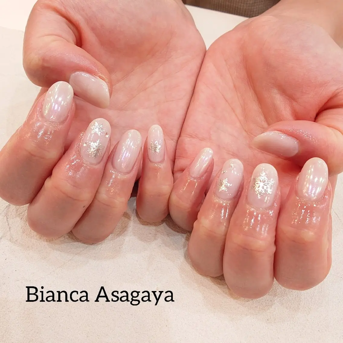 ネイル オーロラネイル ミラーネイル ワンカラーネイル 冬ネイル Bianca TANAKAのネイルデザイン