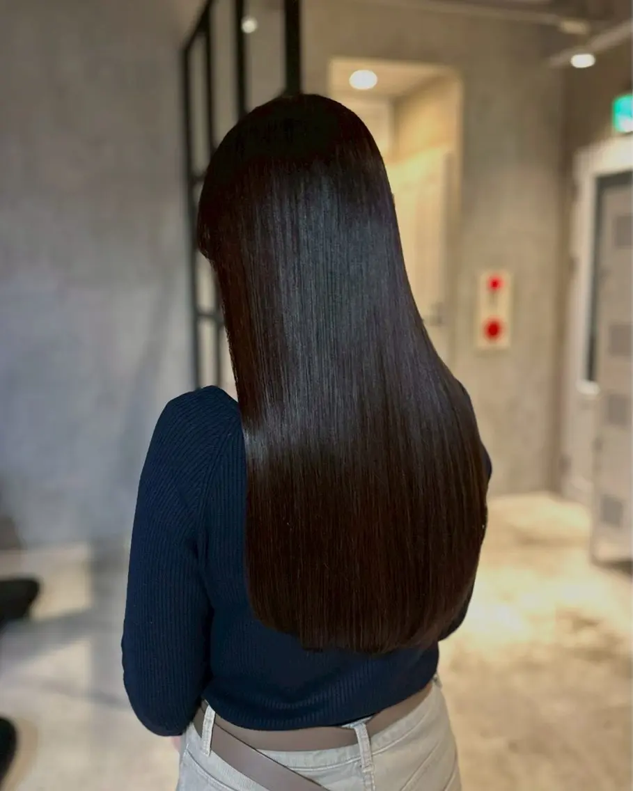 ロング 縮毛矯正 縮毛矯正 ひなた/elima 調布/暖色カラーのヘアスタイル