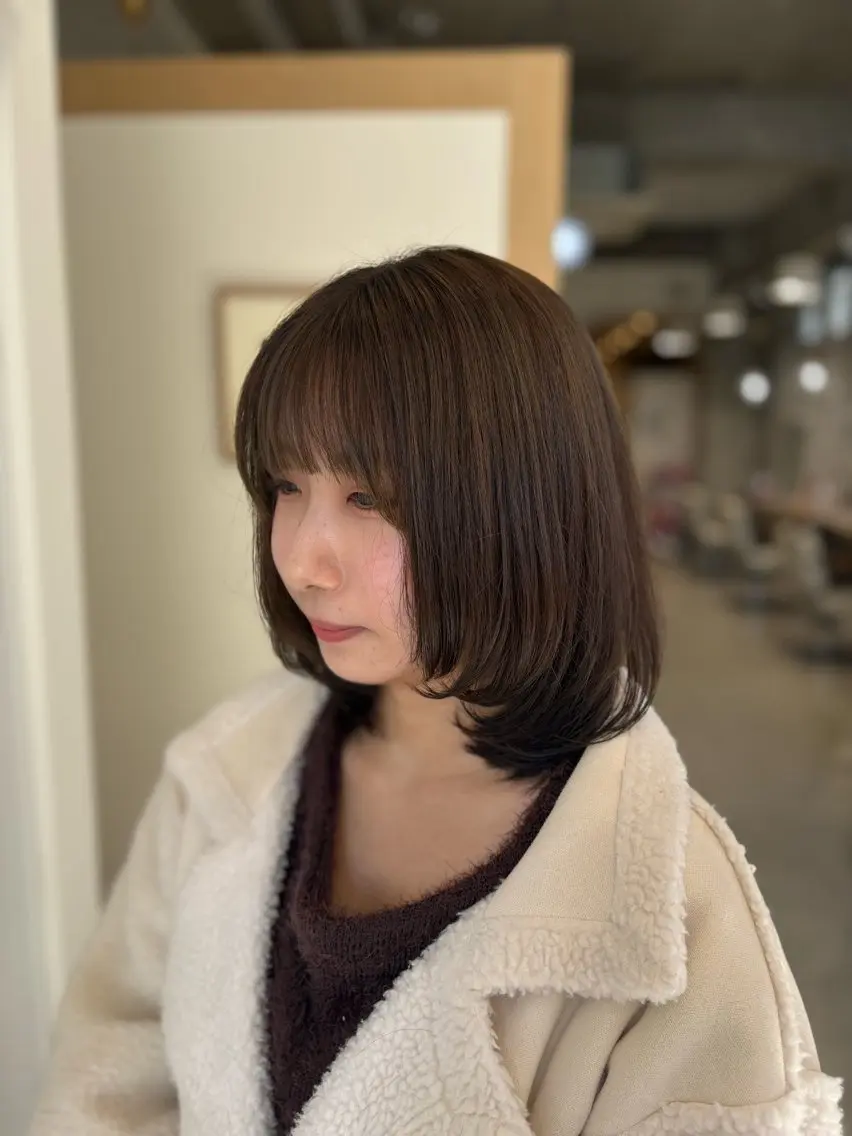 ミディアム カラー 透明感カラー オリーブカラー レイヤーカット カット ヘアカラー 藤原仁美/レイヤー /透明感カラーのヘアスタイル